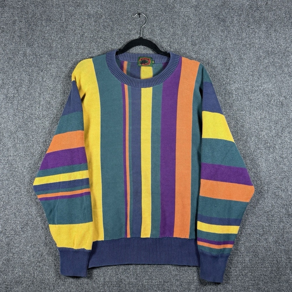 Vintage 90s Boston Traders Sweater Colorful Retro Fun Dadcore Mens Medium #3235